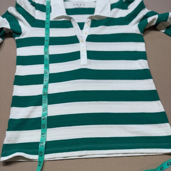LOFT Green and White Striped Blouse - Picture 4 of 8